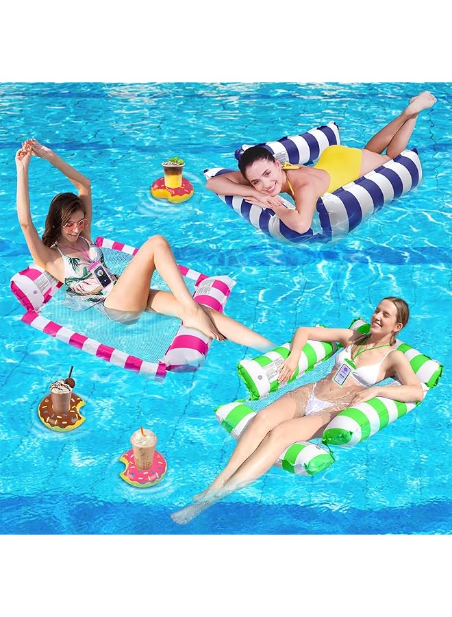 KASTWAVE 3 Pack Inflatable Pool Floats Adult 4 In 1 Multi Purpose Pool Float Water Hammock With Cup Holders Pool Floaties For Adults Swimming Pool Lake Beach - Image 2