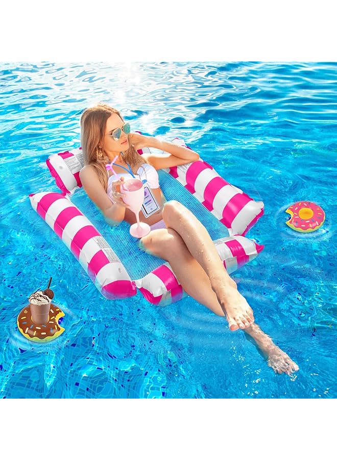 KASTWAVE 3 Pack Inflatable Pool Floats Adult 4 In 1 Multi Purpose Pool Float Water Hammock With Cup Holders Pool Floaties For Adults Swimming Pool Lake Beach - Image 4