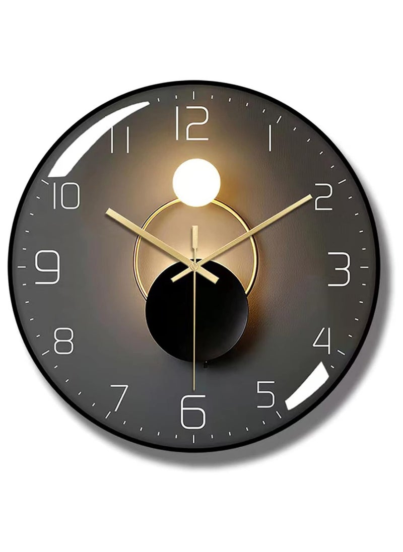 Arabest - Wall Clock,3D Curved Glass Large Wall Clock,12-inch Silent Non-Ticking Round Classroom Clock, Battery Operated Easy to Read Decorative Wall Clocks,Stylish Kitchen Wall Clock(Black) - Image 1