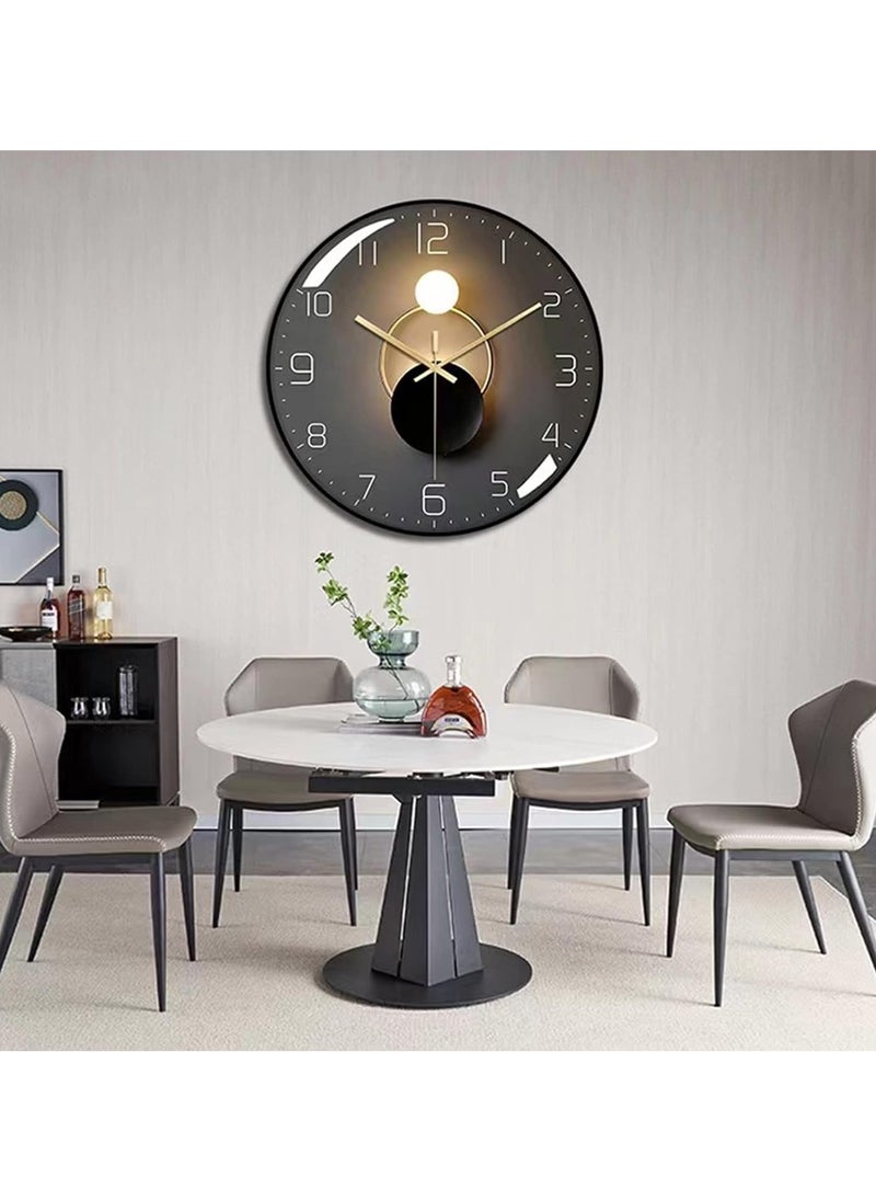 Arabest - Wall Clock,3D Curved Glass Large Wall Clock,12-inch Silent Non-Ticking Round Classroom Clock, Battery Operated Easy to Read Decorative Wall Clocks,Stylish Kitchen Wall Clock(Black) - Image 1