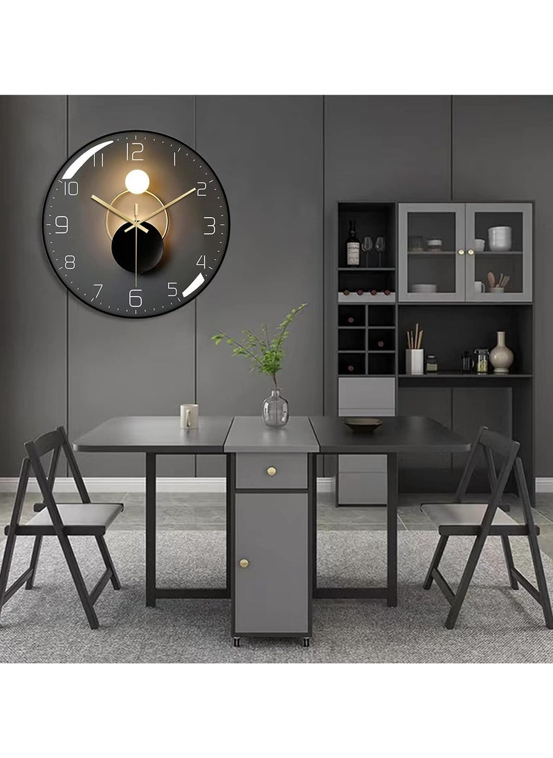 Arabest - Wall Clock,3D Curved Glass Large Wall Clock,12-inch Silent Non-Ticking Round Classroom Clock, Battery Operated Easy to Read Decorative Wall Clocks,Stylish Kitchen Wall Clock(Black) - Image 1