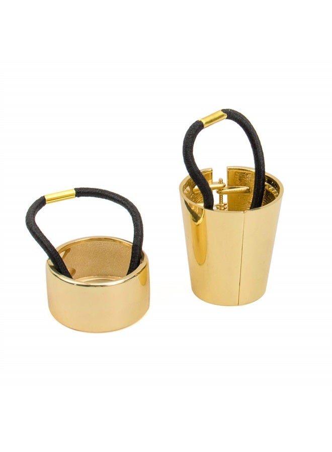 AUEAR , Brushed Metal Expandable Hair Cuff Ponytail Holder Elastic Hair Tie Cuff for Women Girls Thick Hair Rings Set (3 Pack, Style 3)