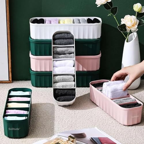 Solitude 6 Pcs Wardrobe Innerwear Organizer for Socks, Undergarments, Makeup, Ties, Cosmetics, Scarves Organizer for Wardrobe Closet Storage Dividers for Household (Multicolor) - Image 1