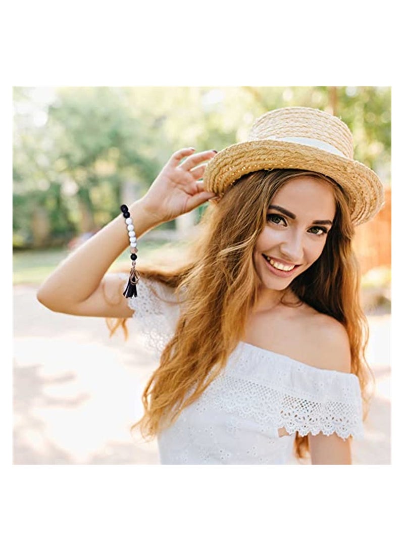 KASTWAVE Silicone Key Ring Bracelet Wristlet Keychain Unique Beaded B Key Chains for Women with Leather Tassel - Image 4