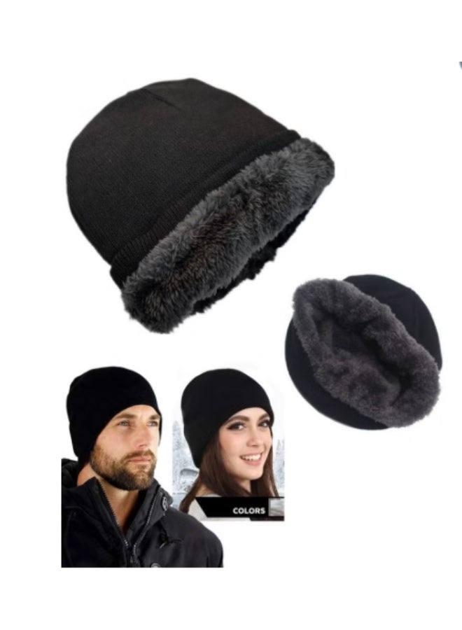 قبعة شتوية صوفية للجنسين مبطنة بالفرو، مناسبة للطقس البارد، مصنوعة من مواد عالية الجودة ومبطنة بالفرو. - Image 4