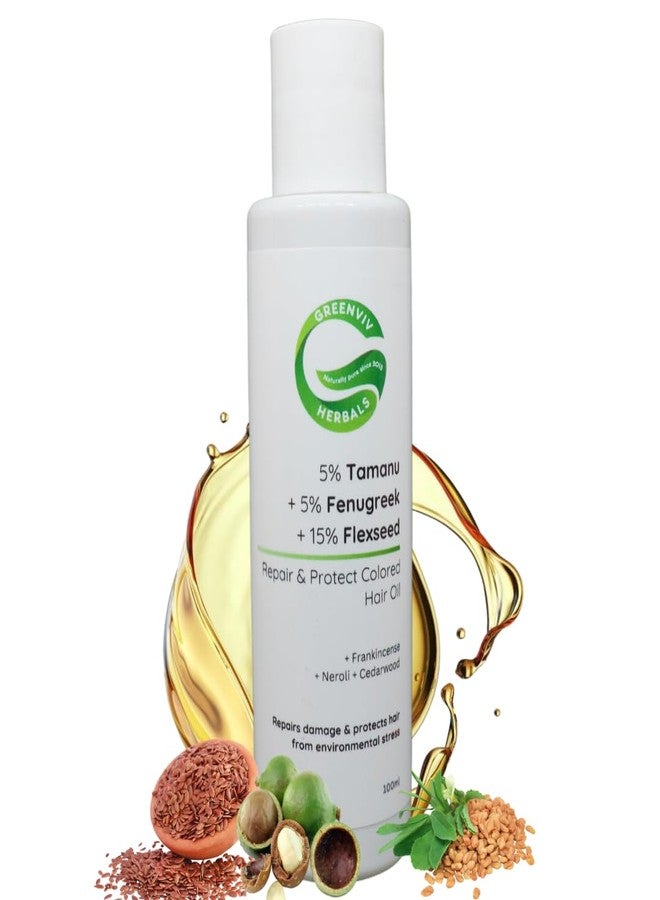 Greenviv Flaxseed Hair Oil for Repair & Protection | with Tamanu & Fenugreek Oils | Nourishes Damaged Hair & Protects Color-Treated Strands | Mineral Oil-Free | 100 ml - Image 1