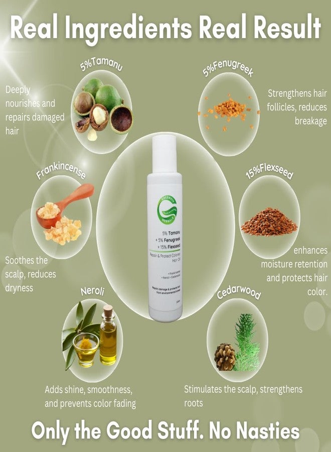 Greenviv Flaxseed Hair Oil for Repair & Protection | with Tamanu & Fenugreek Oils | Nourishes Damaged Hair & Protects Color-Treated Strands | Mineral Oil-Free | 100 ml - Image 5