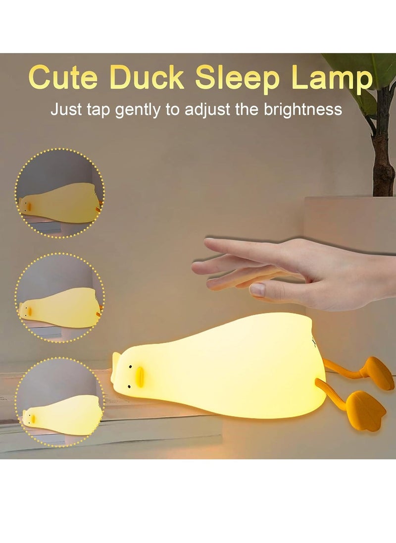 ELTRAZONE Cute Duck Lamp, Fun Lying Flat Duck Night Light, LED Squishy Animal Novelty Lamp, Light-Up Duck for Kids, 3-Level Dimmable Nursery Nightlight, Rechargeable Touch Lamp, Great Gift for Toddlers & Children - Image 4