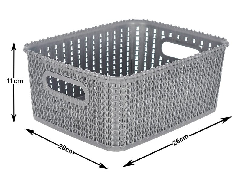 Kuber Industries Heart Home Multiuses Large M 20 Plastic Tray/Basket/Organizer Without Lid- Pack of 4 (Grey) -46HH099 - Image 5