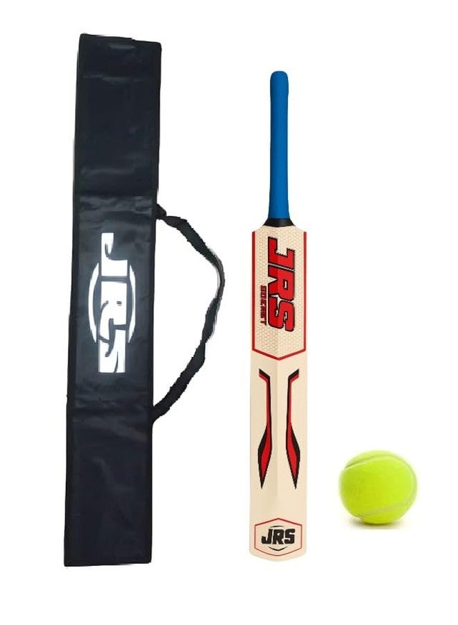 جي ار اس مضرب كريكيت JRS MR02 الشهير المصنوع من خشب الصفصاف، مع حقيبة حمل وحزام كتف، مقاس 4 (للأطفال من 8 إلى 10 سنوات)، وكرة، عبوة من قطعة واحدة، خشب - Image 1