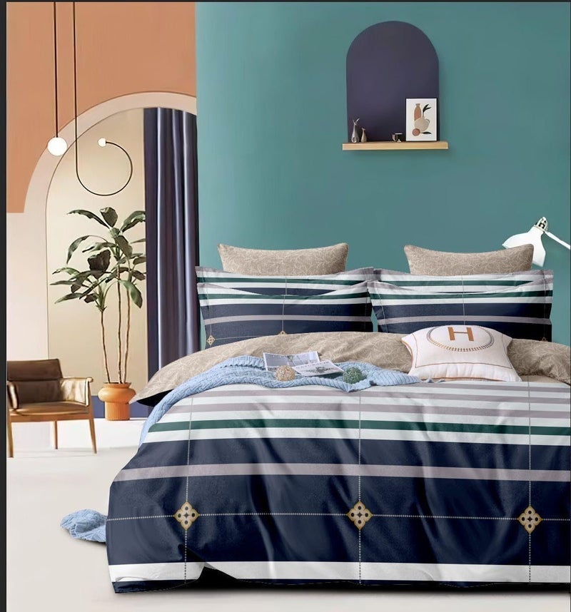 PWI Cotton Feel Elastic Fitted Glace Printed King Size Double Bedsheet with 2 Large Pillow Covers, Inches, 72x78x10 -Multicolour - Image 3