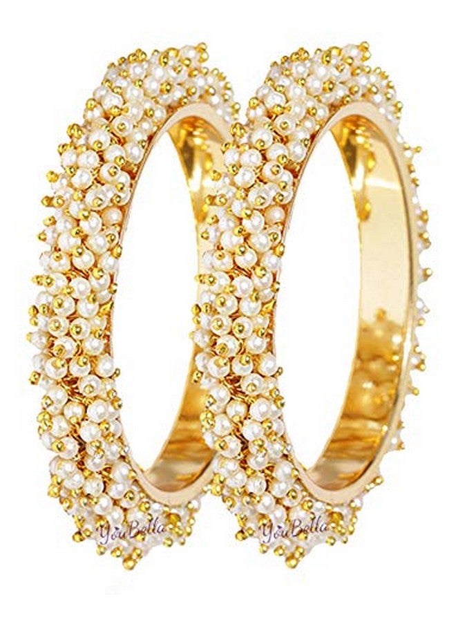 YouBella Jewellery Sets for Women Gold Plated Pearl Wedding Bridal Necklace Jewellery Set with Earrings and Bangles Combo for Girls/Women (2.6) - Image 3