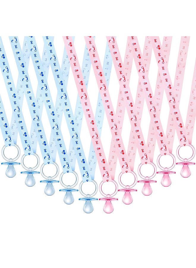 Depend Baby Gender Reveal Supplies, 10 Pcs Baby Pacifiers Necklace, Acrylic Baby Pacifier Party Favors, Baby Shower Lovely Baby Shower Decorations Charms Table Scatter (Pink, Blue)  - Image 1