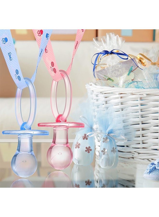Depend Baby Gender Reveal Supplies, 10 Pcs Baby Pacifiers Necklace, Acrylic Baby Pacifier Party Favors, Baby Shower Lovely Baby Shower Decorations Charms Table Scatter (Pink, Blue)  - Image 4