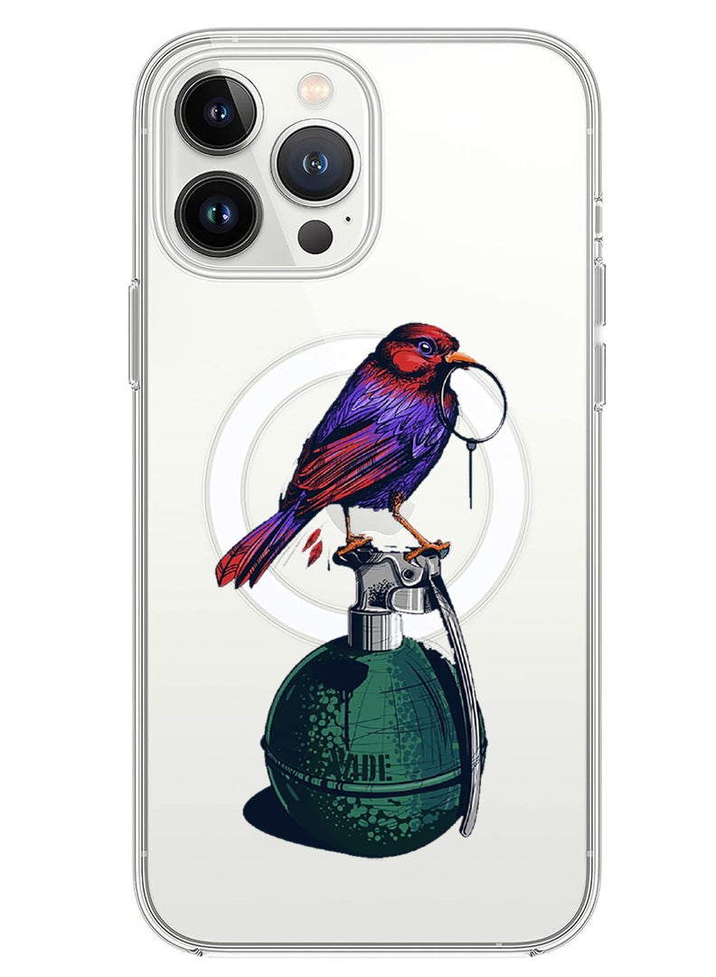 Theodor Magnetic Case for iPhone 14 Pro 6.1-inch Compatible with MagSafe Wireless Charging, Shockproof Phone Bumper Cover Granade Bird - Image 1