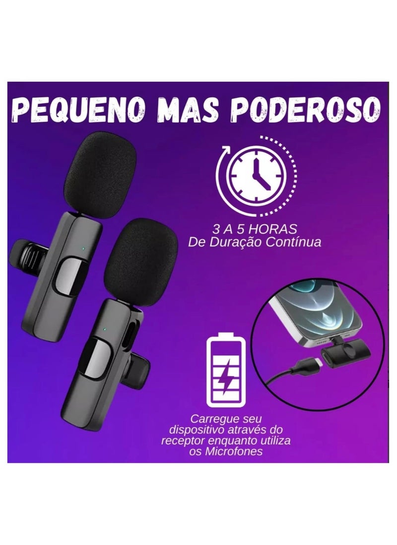 Wireless Microphone for iPhone iPad- Plug-Play Wireless Lavalier Mic with 2 Microphone for Phone Video Recording- Interview- Vlog- Auto Sync and Noise Reduction- 2.4G, Black - Image 3