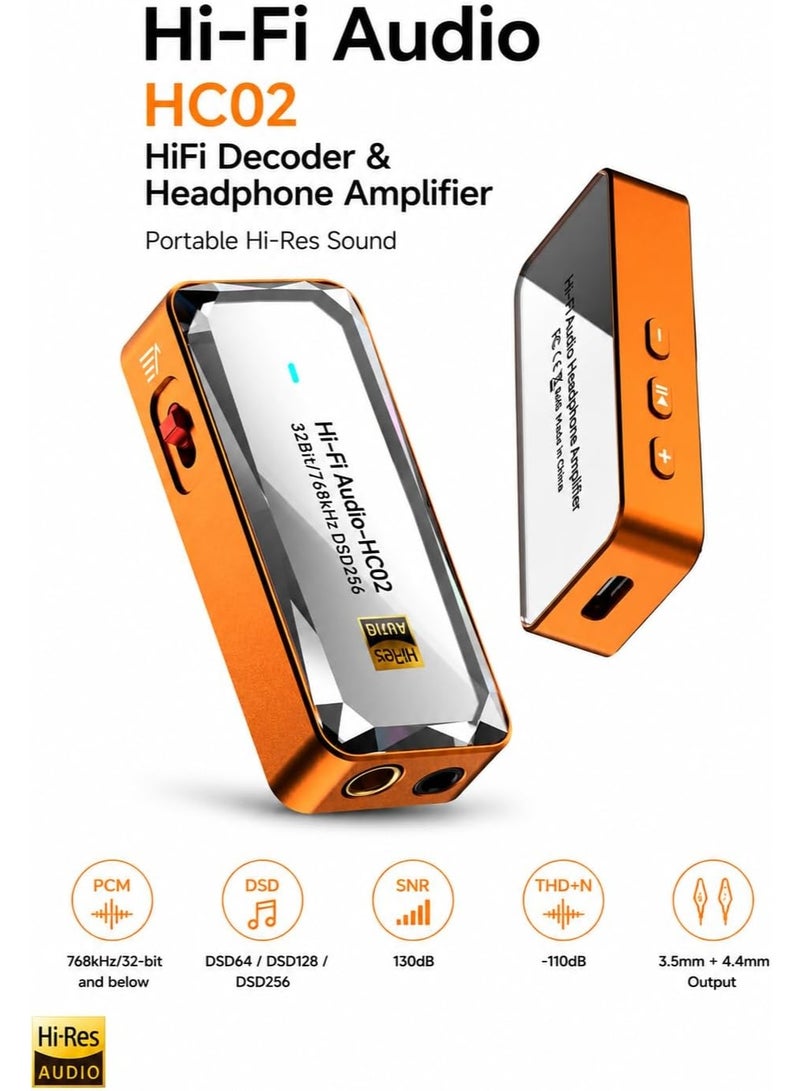 Sarafox USB-C HiFi DAC & Headphone Amplifier (Dongle) featuring the CS43198 chip, 3.5mm and 4.4mm outputs, and support for DSD256 and 32-bit/768kHz resolution; compatible with IEMs, wired headphones, laptops, and desktop computers. - Image 2
