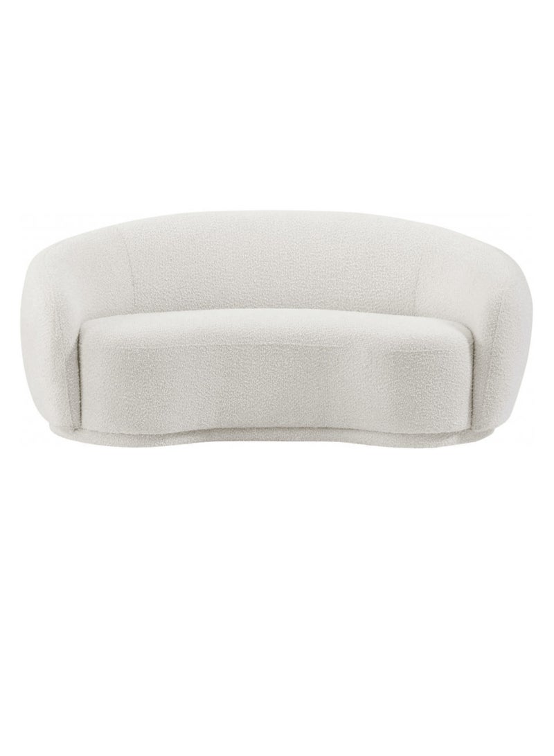Wooden Twist Snug Rounded Back Rich Modern Boucle 2 Seater Sofa (Creme) - Image 2