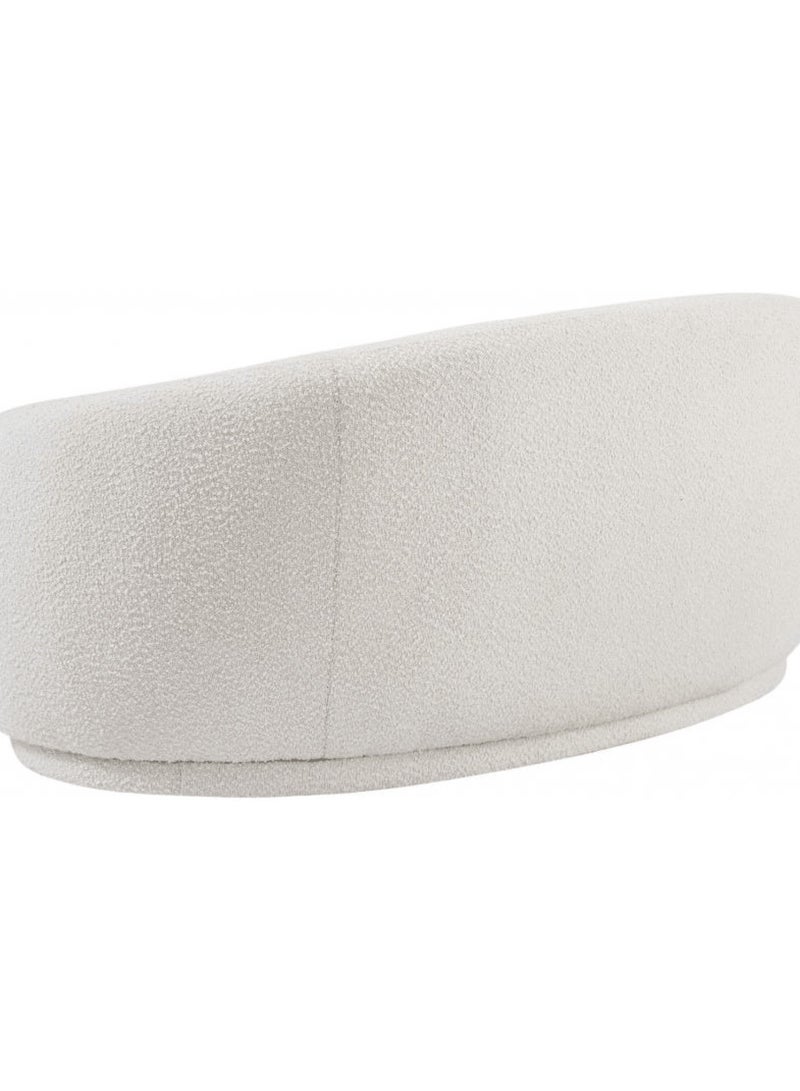 Wooden Twist Snug Rounded Back Rich Modern Boucle 2 Seater Sofa (Creme) - Image 4