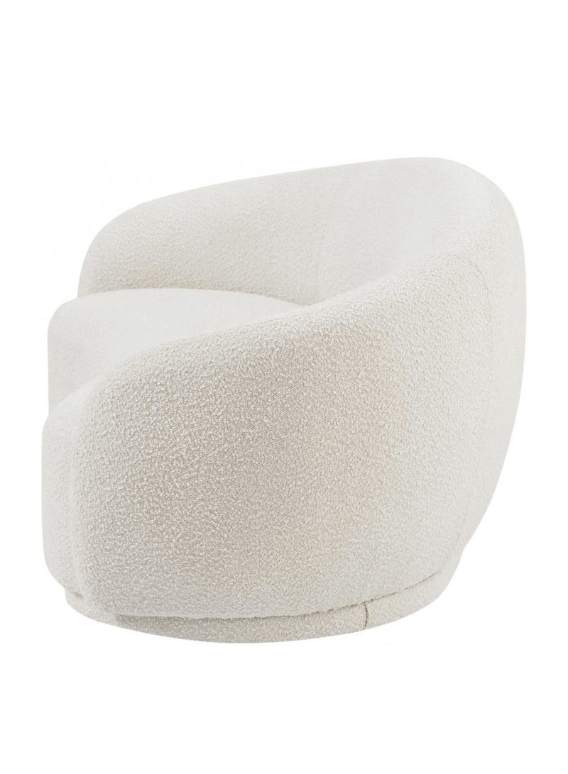 Wooden Twist Snug Rounded Back Rich Modern Boucle 2 Seater Sofa (Creme) - Image 5