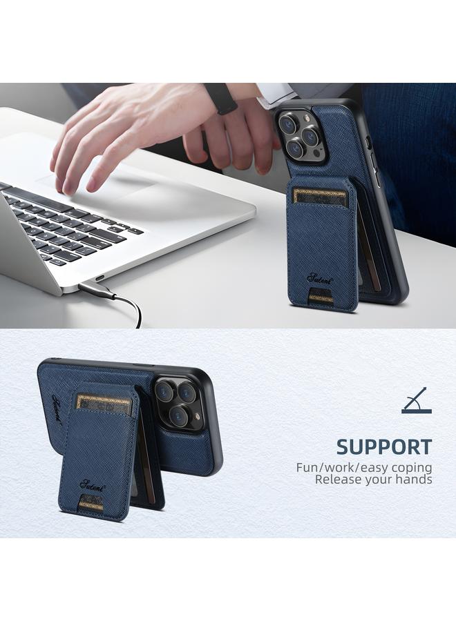 Suteni Case For iPhone 14 Pro H18 Cross Grain MagSafe Wallet Leather Phone Case - Image 3