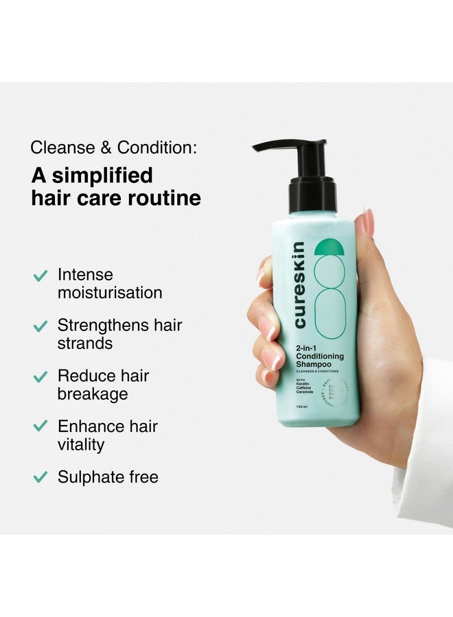 Cureskin 2 in 1 Shampoo with Conditioner | Conditioner with Shampoo for Women and Men | Cleanses and Conditions with Keratin, Caffeine and Ceramide, 150 g (Pack of 1) - Image 2
