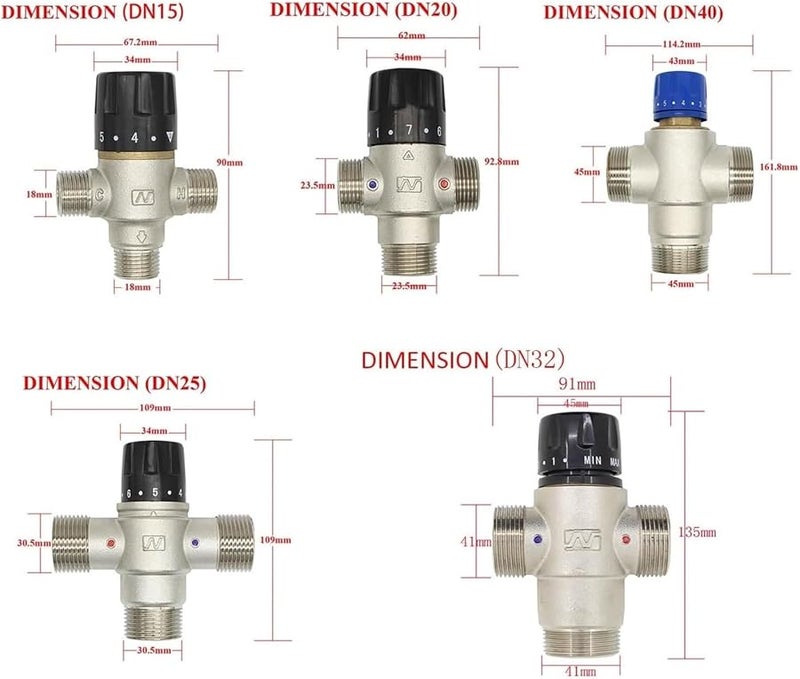 ACE391 صمام الخلط الحراري DN20 خلاط الدش لحنفية حوض المطبخ وحوض الاستحمام - Image 3