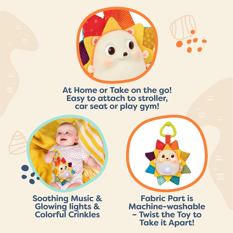 B. Toys ألعاب ب. - ب. بيبي - لعبة القنفذ الموسيقية المضيئة للأطفال مع الأضواء والأصوات - لعبة حسية للمواليد الجدد والأطفال - موسيقى وأضواء متلألئة - رين جلو بادي - 0 شهور وما فوق - Image 2