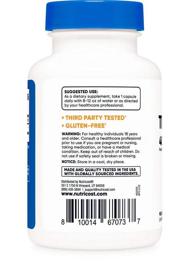 Nutricost Theobromine 400mg, 90 Vegetarian Capsules - Gluten Free, Non-GMO - Image 3
