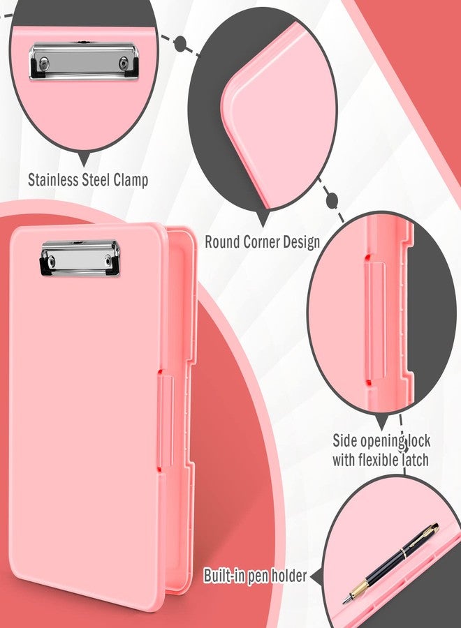 ANZNKU Clipboard with Storage 13.3x9.6 inches, Storage Clipboard Heavy Duty, Plastic Clipboard with Side Opening, Nursing Clipboard Foldable, Letter Size Smooth Writing for Work, Study(Light Pink) - Image 3