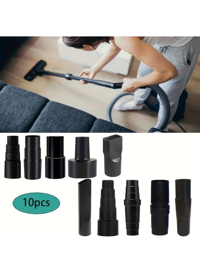 10 قطعة مجموعة أدوات توصيل خرطوم مكنسة كهربائية عالمية باللون الأسود مقاس 1 1 4 بوصة لمكانس شوب فاك - Image 2
