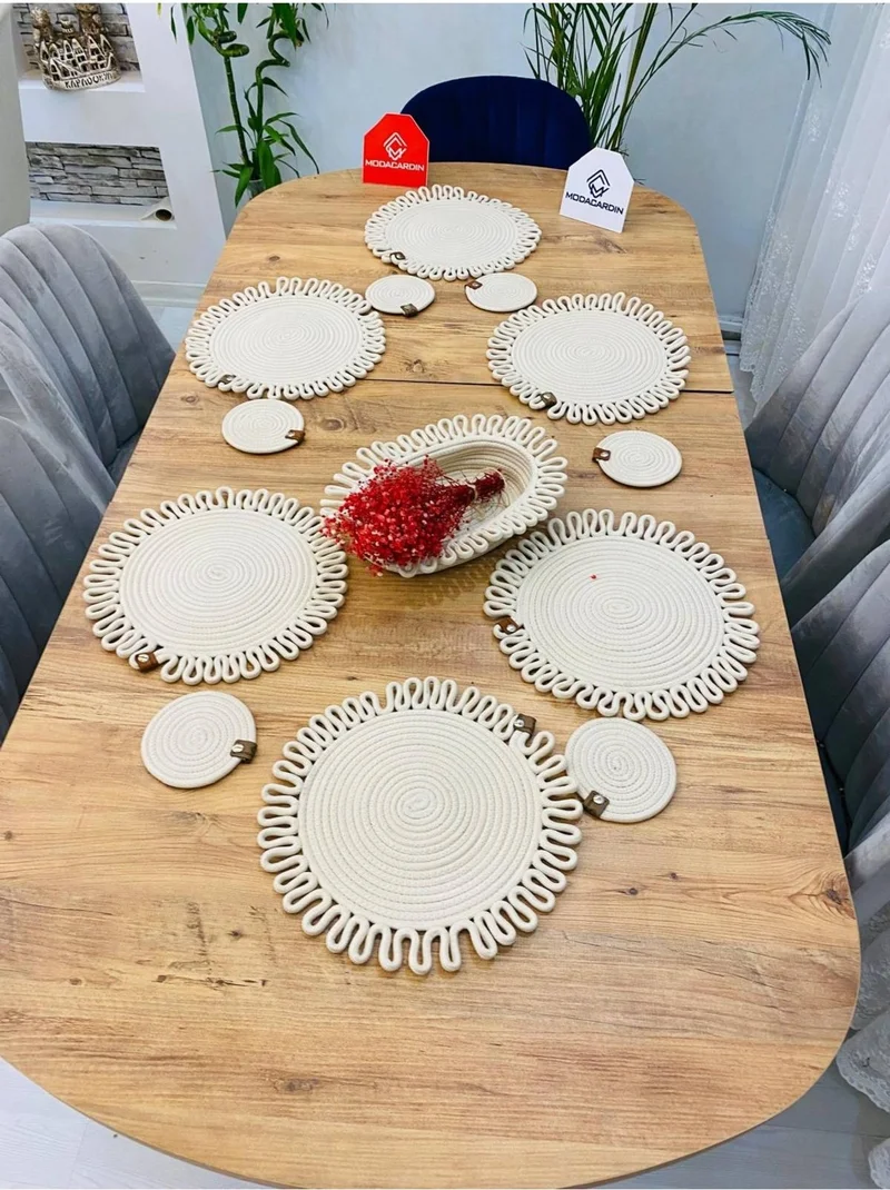 بدز ديري BDZ Leather Wicker Jute Presentation Plate Mat American Service Coaster and Basket 13 Pieces