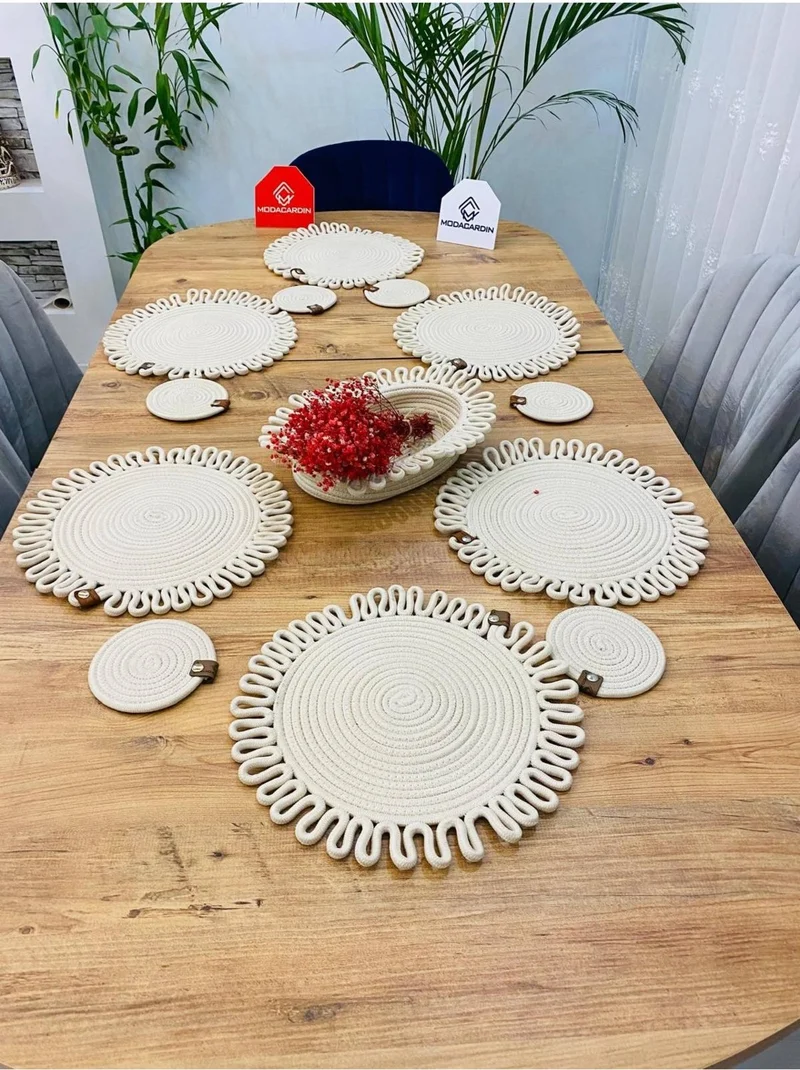 بدز ديري BDZ Leather Wicker Jute Presentation Plate Mat American Service Coaster and Basket 13 Pieces
