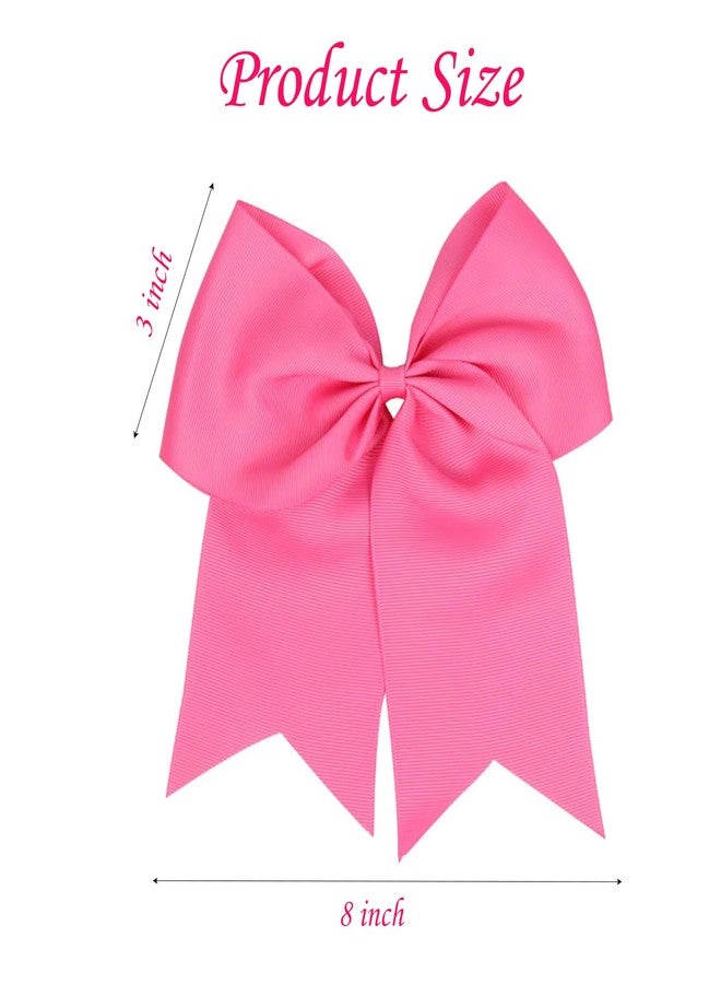 chiduerm 40 Pcs Valentines Large Cheer Hair Bows Grosgrain Ribbon Elastic Bands Handmade Ponytail Holder For Cheerleading Girls School College Sports (Large Pink) - Image 2