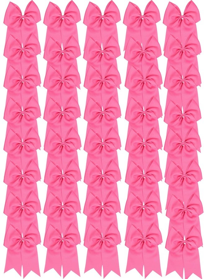 chiduerm 40 Pcs Valentines Large Cheer Hair Bows Grosgrain Ribbon Elastic Bands Handmade Ponytail Holder For Cheerleading Girls School College Sports (Large Pink) - Image 1