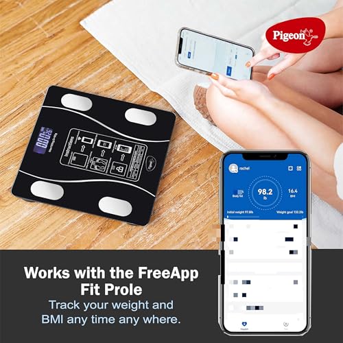 Pigeon Ivory Smart BMI Weighing Machine for Body Weight with 18 Body Parameters Sync with Mobile App, Body fat Analyzer Machine, Weighing Scale with LCD Display, 36 Months Warranty, Black, 180 Kg - Image 4