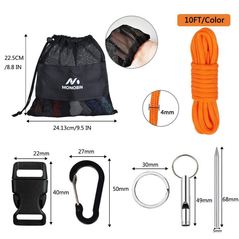 MONOBIN Paracord Combo Kits - 550 Type III Parachute Cord - Bracelet Crafting Kits, Survival Rope Making lanyards,Dog Collar,Bracelet - Image 5