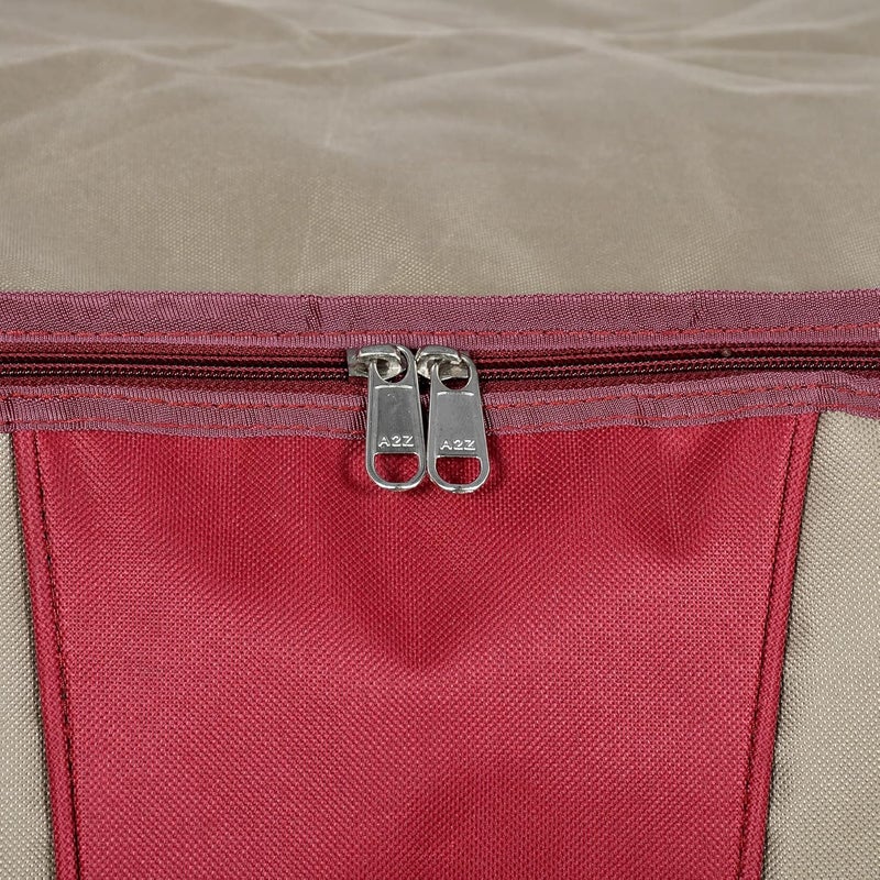 Kuber Industries Large Size Water Resistant Storage Bag Folding Organizer Bag Under Bed Storage College Carrying Bag for Bedding Comforters Blanket Clothes Grey Maroon Pack of 1 - Image 4