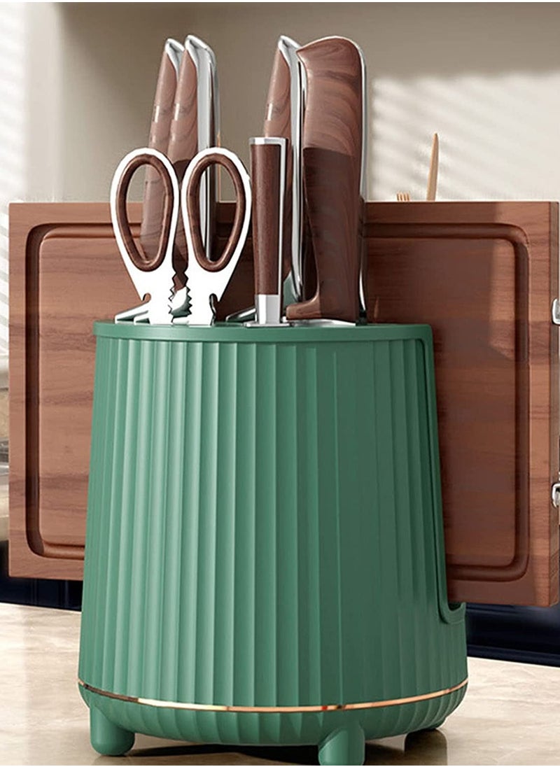 Raxoom - Multi-Function Utensil Holder Knife Block Flatware Drainer Storage Box Spoon Fork Rack Bucket Basket Kitchen Storage Box Chopstick Holder. (Green) - Image 1