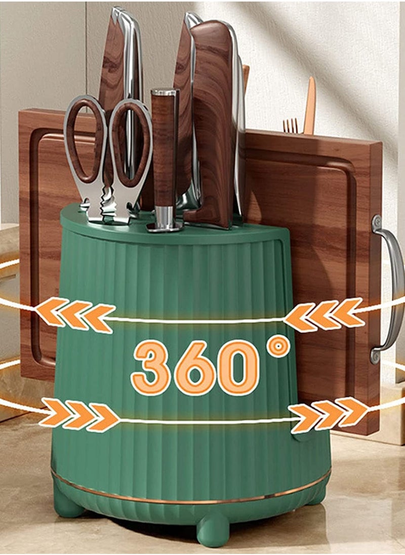 Raxoom - Multi-Function Utensil Holder Knife Block Flatware Drainer Storage Box Spoon Fork Rack Bucket Basket Kitchen Storage Box Chopstick Holder. (Green) - Image 1