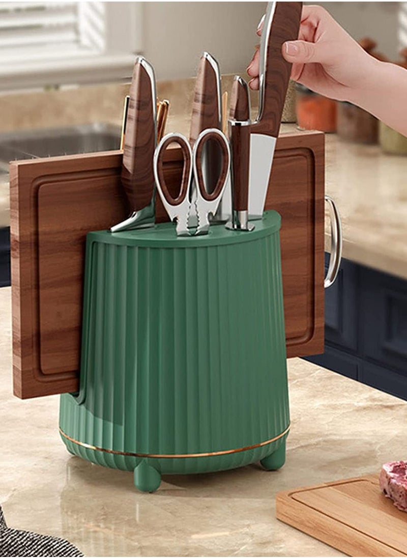 Raxoom - Multi-Function Utensil Holder Knife Block Flatware Drainer Storage Box Spoon Fork Rack Bucket Basket Kitchen Storage Box Chopstick Holder. (Green) - Image 1