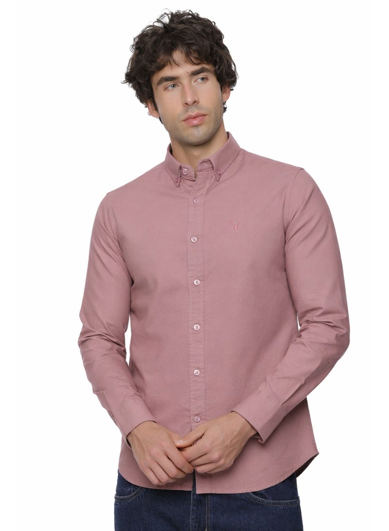 Men's Button Down Shirt | Casual Slim Fit Shirt | Long Sleeve Oxford Shirts For Men | Smart Fit Cuff-Onion Pink