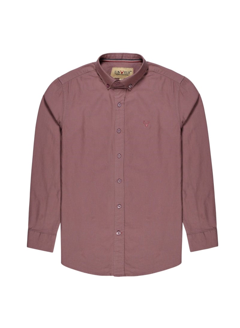 Men's Button Down Shirt | Casual Slim Fit Shirt | Long Sleeve Oxford Shirts For Men | Smart Fit Cuff-Onion Pink image 4