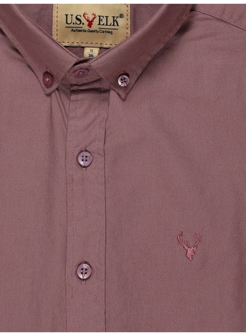 Men's Button Down Shirt | Casual Slim Fit Shirt | Long Sleeve Oxford Shirts For Men | Smart Fit Cuff-Onion Pink image 5