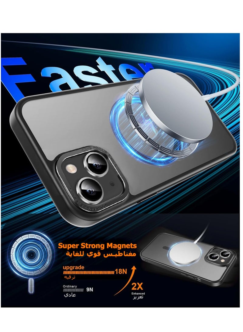 Concretization iPhone 13 MagSafe Case Magnetic Back Cover,【Full Shockproof Protection】Translucent Matte Back, Slim Phone Cover with Strong Magnet for Apple 13 (2021)(Black) - Image 2