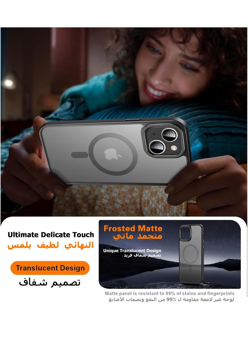 Concretization iPhone 13 MagSafe Case Magnetic Back Cover,【Full Shockproof Protection】Translucent Matte Back, Slim Phone Cover with Strong Magnet for Apple 13 (2021)(Black) - Image 5