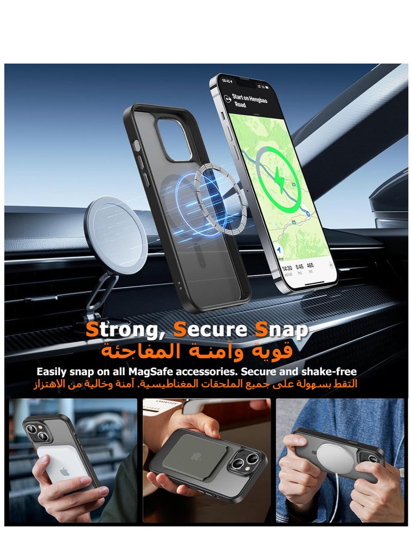 Concretization iPhone 13 MagSafe Case Magnetic Back Cover,【Full Shockproof Protection】Translucent Matte Back, Slim Phone Cover with Strong Magnet for Apple 13 (2021)(Black) - Image 3