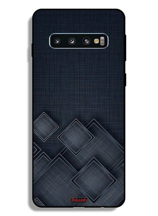 Tolwak Samsung Galaxy S10 Plus Protective Case Cover Squares Pattern On Cloth - Image 2