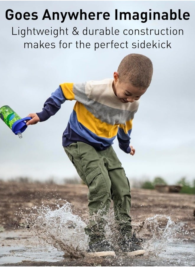 GGEROU - Kids Water Bottle with Straw Lid Reusable Durable Plastic Spout Cover and Built-in Carrying Loop, Big Bite Valve,  Green 480ml - Image 1