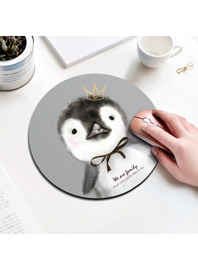 Round Cute Cartoon Small Mouse Pad Advertising Game E-sports Mouse Pad Manufacturers Mouse Pad Mouse Pad-Color:Diameter 310*4mm-Pattern:Cute Penguin 18  - Image 1